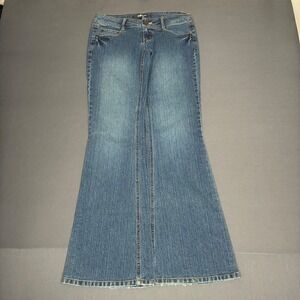 Style Flared Low Rise Wide Leg Medium Wash Embellished Jeans Size 7, 28x30